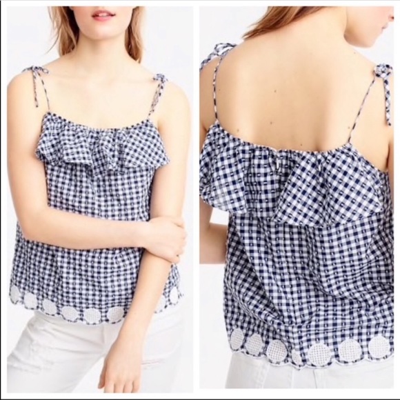 J. Crew Tops - J. Crew NWT Gingham tie ruffle top